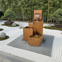 Cylindre Corten Steel fait à la main fontaine de jardin au sol nappe phréatique couleur rouille naturelle avec caractéristiques de l'eau pour une utilisation en intérieur