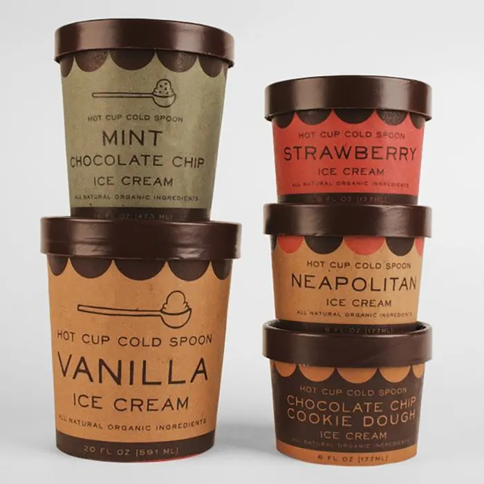 Oem custom print ml e 4oz 5oz 8oz 16oz white kraft paper ice cream tub tube cups con coperchio piccolo cucchiaio per confezione gelato