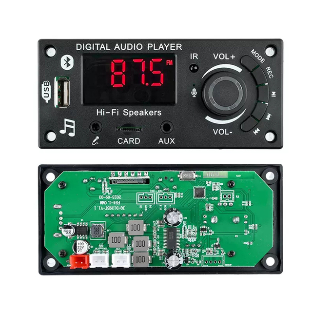 MP3 decoder board audio power amplifier board 2*50W Car audio motherboard with radio function microphone jack