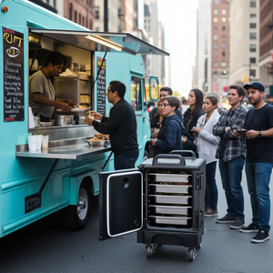 Boîte de transport isotherme empilable 81Qt pour plats de traiteur, en acier inoxydable, 5 étagères, modèle D0100HRSC42 - Product Image 2