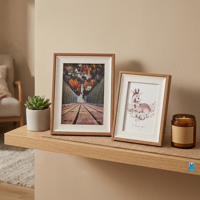 New Design Modern Stylish Eco-Friendly Durable Desktop Wood Photo Board Frame with Flower Animal Portrait