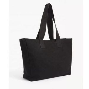 กระเป๋าผ้าแคนวาสสีดำสำหรับผู้หญิงใช้ซ้ำได้พิมพ์ลายผ้าฝ้ายสีดำแบบปรับแต่งได้สำหรับช้อปปิ้งช้อปปิ้ง - Product Image 2