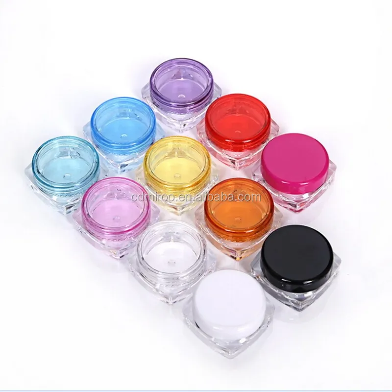 3 ml 3 g Acryl-Glitzer-Glas für Sahne quadratische Kosmetikbehälter Lippenbalsam-Topf