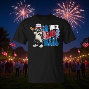 Camiseta roja, blanca y con diseño de mapache para el 4 de julio - Product Image 3