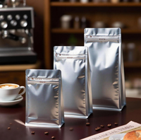 Sacs de café à fond plat en feuille d'aluminium personnalisés avec valve, étanche à l'humidité, fermeture à glissière refermable facile à déchirer pour lait 1kg 500g 250g