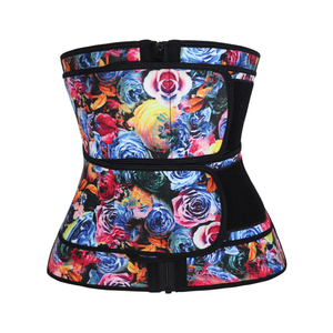 NANBIN Slimming Body Shaper <strong>Tummy</strong> <strong>Tucker</strong> Rose Printed Double Straps Zipper Latex Waist Trainer - Product Image 2