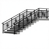 Rampe d'escalier moderne en acier galvanisé et alliage d'aluminium, résistante à la rouille, revêtement poudré, écologique, durable, intérieur/extérieur