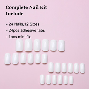 Uñas Postizas Blancas Puras, Largas y Cuadradas, Material ABS, Acabado Brillante, para Uso Diario en la Oficina, Certificación OEM, ODM, MSDS, Estándar de Exportación - Product Image 4
