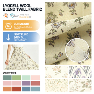 Tissu sergé fin en mélange de laine et de lyocell imprimé, doux et personnalisé, pour vêtements féminins – Grande Vente - Product Image 1