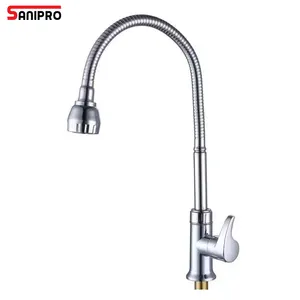 Sanipro 360 degrés Rotation eau mitigeur simple froid bureau monté retirer vers le bas Zinc cuisine Flexible robinet