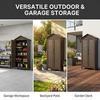 Armoire de jardin en acier marron grande capacité avec porte à persiennes, abri à outils extérieur, étagère multi-niveaux, antirouille, durable