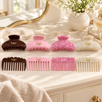 Nouveauté : Lot d'accessoires capillaires personnalisés avec logo, pinces à cheveux en acétate de cellulose et peigne à dents larges pour femmes et filles