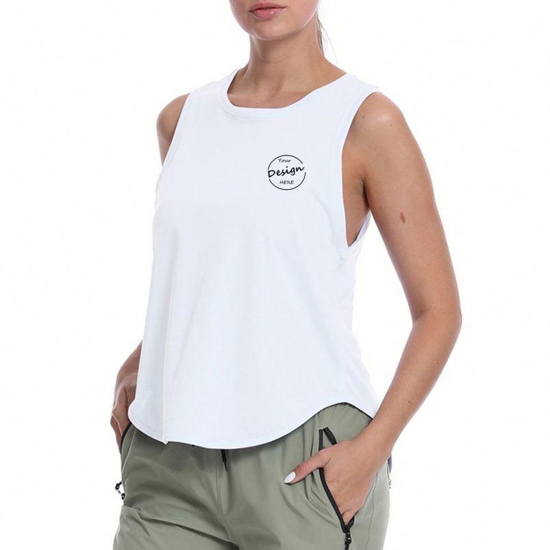 Back Slit Breathable Knitted Sports Racerback Tank Top Quick Dry Yoga Loose Running Fitness Women's Tank Top