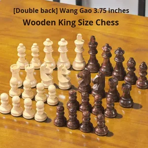 Grandes pièces d'échecs en <span class=keywords><strong>bois</strong></span> Staunton Standard Competition de 3.75 pouces en <span class=keywords><strong>bois</strong></span> massif avec 2 reines supplémentaires - Product Image 3