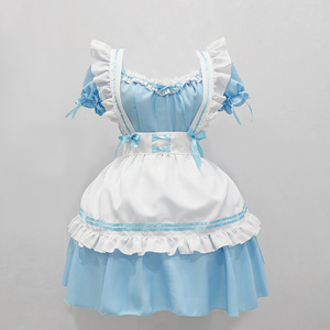 Disfraz de sirvienta de anime Miracle Nikki para mujer, talla grande, vestido Lolita, traje de cosplay, diseño con volantes en azul y blanco - Product Image 2