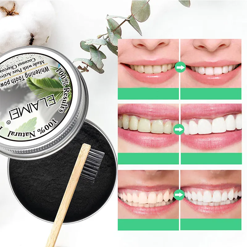 Teeth Whitening Remineralizing Bentonite Clay Coconut Activated Bamboo Charcoal Black Herbal Tooth Powder