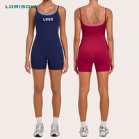 LORISOW Combinaison de sport de haute qualité pour femme, nouvelle collection, color-block, coupe ajustée, dos nu, short respirant pour yoga, gym et fitness