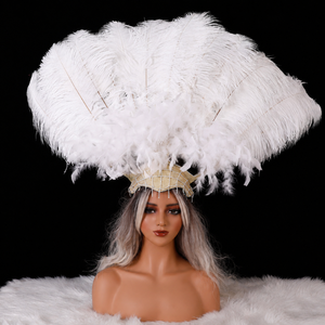 Coiffe à pampilles en plumes d'autruche pour spectacles de burlesque, cabarets, événements de samba, performances de showgirls de Vegas, célébrations du Mardi Gras - Product Image 1