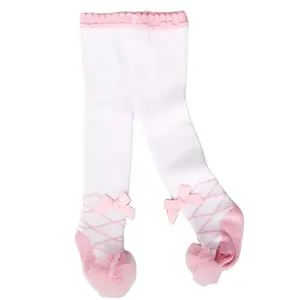 Ballet style autumn and winter children's dance tights baby pantyhose lace bow princess leggings