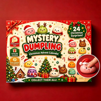 Calendrier de l'Avent de Noël 24 Jours, Coffret Surprise, Jouets Anti-Stress Squishy en Forme de Dumpling, Jouet Surprise de Compte à Rebours des Fêtes