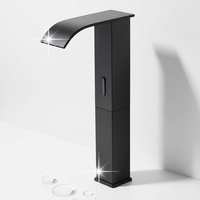 Robinet de lavabo automatique infrarouge carré moderne en laiton, sans contact, à capteur, pour hôtel, montage monotrou, finition brossée
