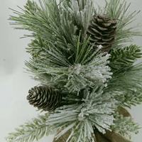 Pohon Pinus Natal Buatan Baru dengan Hiasan Salju, Pohon Cedar Natal untuk Meja