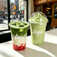 Gobelets à bulles personnalisés avec logo imprimé, jetables, avec couvercles, en plastique PET transparent, 500 ml, qualité alimentaire, pour les boutiques de bubble tea et de café.