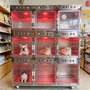 Veteriner Klinikleri ve Evcil Hayvan Hastaneleri için Kediler ve Köpekler İçin Özel Paslanmaz Çelik Yoğun Bakım Oksijen Kafesi - Product Image 1