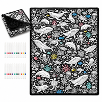 Couverture à colorier DIY de qualité supérieure, super douce, pour adultes et enfants, avec marqueurs lavables, en velours peluche, vente en gros, OEM personnalisé
