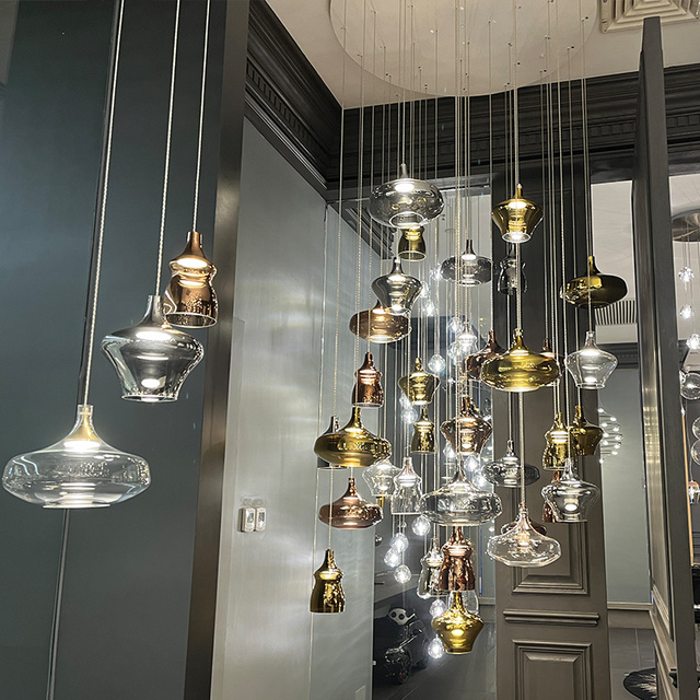 Home Nordic Creative Art Design Glass Ball Hanging Light Hotel Bedroom Dining Room Hanging Pendant Light