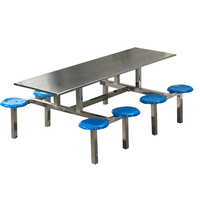 Tables et chaises de salle à manger en acier inoxydable au design moderne, intégrées, pour restaurants et écoles, en acier inoxydable renforcé