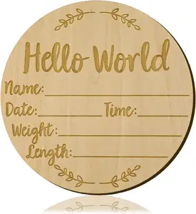 Hello World tanda baru lahir tonggak kayu bulat nama pembibitan bayi tanda lahir untuk rumah sakit dan kehamilan pengumuman