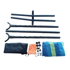 HMS portatile per due persone blu e verde striscia amaca con supporto di Design moderno cotone e Nylon esterno amaca - Product Image 3