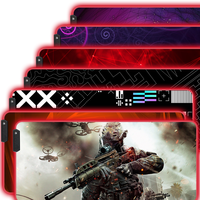 Tapis de souris de jeu RGB LED personnalisé avec impression par sublimation, dessin animé, 14 modes d'éclairage, stock disponible