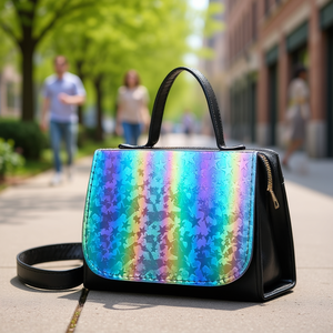 Bolso Bandolera para Mujer Fana, Correa Única, PU Impermeable, Diseño de Estrellas, Cierre de Cremallera Negro, para Primavera/Invierno - Product Image 2