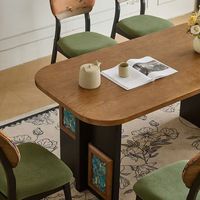 Ensemble de table à manger rectangulaire en bois moderne nordique avec panneaux décoratifs imperméables pour la maison ou la salle à manger d'hôtel