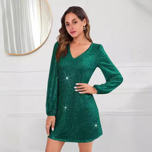 Venta caliente Europea <span class=keywords><strong>de</strong></span> manga larga con cuello en V <span class=keywords><strong>de</strong></span> lentejuelas Mini vestido <span class=keywords><strong>de</strong></span> noche Club <span class=keywords><strong>de</strong></span> fiesta <span class=keywords><strong>de</strong></span> cóctel vestido pequeño - Product Image 5