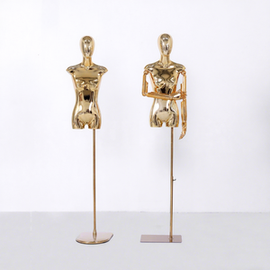 Mannequin de présentation de vêtements pour femmes en fibre de verre électro-plaquée, taille plus, en position debout, demi-corps - Product Image 4