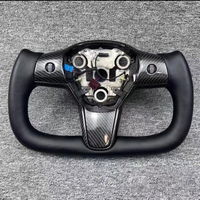 Volant de course personnalisé en cuir sport multicolores et fibre de carbone pour Tesla Model 3 Model Y