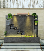 7.3ft Deluxe Extérieur Fontaine D'eau Panneau Mur Fontaine Cour Décoration Fontaine Cascade Béton Durable Ciment En Cascade