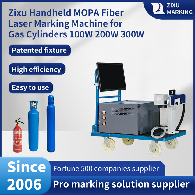 High Power Portable Mobile Marking Handheld MOPA Fiber Laser Marking Machine 100W 200W 300W for Gas Cylinder