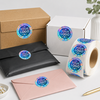 Autocollants holographiques personnalisés, étiquettes de logo de toutes formes en rouleau pour emballages créatifs, cadeaux, cosmétiques, scellés de marque, OEM, ODM, vente en gros