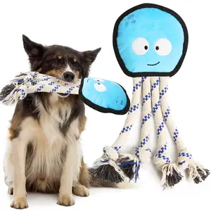 Manufacture Octopus Design Plush Dog Toys Bite-Resistant Squeak Chew Puppy Training Outdoor Toy