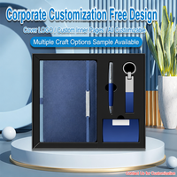 Ensemble cadeau d'affaires en cuir PU, carnet, stylo, porte-clés, porte-cartes, logo personnalisé, coffret cadeau d'entreprise, ensemble trois pièces