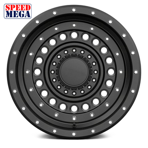 Jantes en alliage noir mat personnalisées, style militaire, à déport profond, multi-trous, avec anneau simulé Beadlock pour camion - Product Image 3