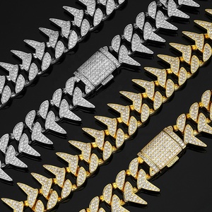 Ougepheli 22มม. ฮิปฮอปเย็น CZ zircon <span class=keywords><strong>หนาม</strong></span>ปก de cadena Cubana eslabano สร้อยคอ Miami cuban Link Chain - Product Image 4