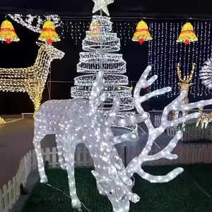 Grandes statues de rennes LED imperméables blanc chaud pour décoration de fête de Noël extérieure commerciale, éclairage paysager en PVC acrylique - Product Image 3