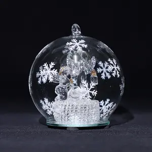 Articles en gros de noël clairs suspendus boules de verre rondes lumières sur les ornements de sapin de noël