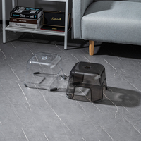 Taburete Apilable Transparente de Plástico HORE, Moderno, Antideslizante, Multiusos, con Esquinas Redondeadas, para Sala de Estar, Baño y Niños