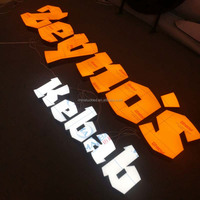 Enseigne de magasin 3D LED en aluminium et acrylique, éclairée par l'avant, imperméable, extérieure, taille et forme personnalisables